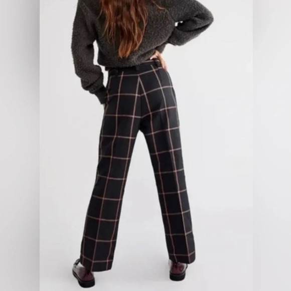 Levi’s Math Club Flare  Trousers Pants Black Brown Plaid High Rise Size 28 - Picture 2 of 7